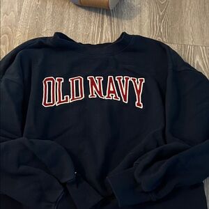 Old Navy Navy Crewneck Sweatshirt with Red Lettering